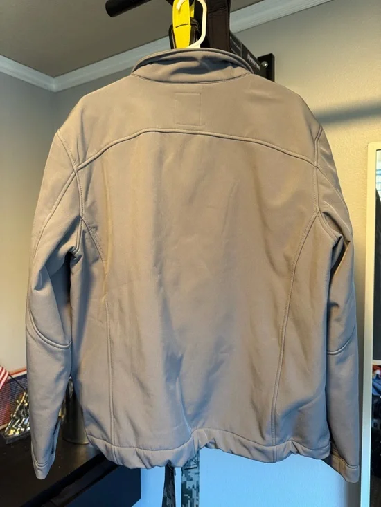 Men's TekGear Gray Softshell Jacket with Orange Lining - Picture 2 of 4